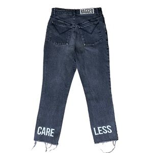 “Care Less” Cropped Jeans Dark Grey